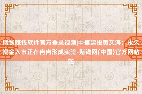 赌钱赚钱软件官方登录视频|中信建投黄文涛：永久资金入市正在冉冉形成实验-赌钱网(中国)官方网站