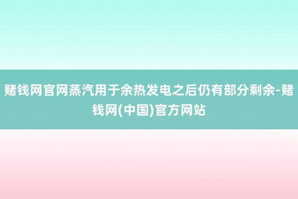 赌钱网官网蒸汽用于余热发电之后仍有部分剩余-赌钱网(中国)官方网站