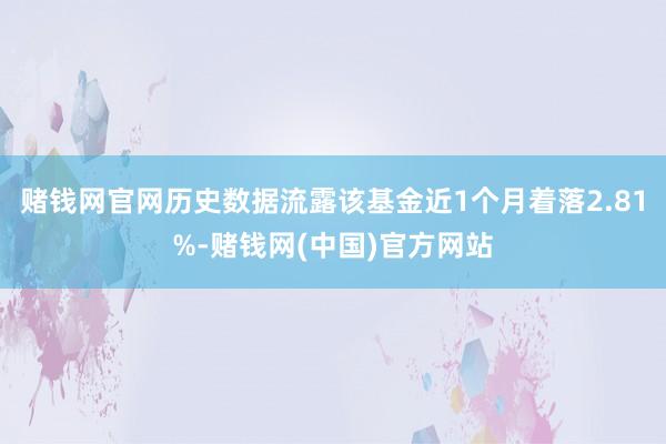 赌钱网官网历史数据流露该基金近1个月着落2.81%-赌钱网(中国)官方网站