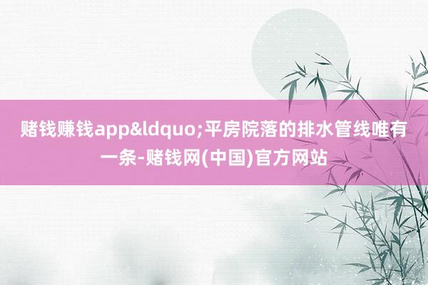 赌钱赚钱app&ldquo;平房院落的排水管线唯有一条-赌钱网(中国)官方网站